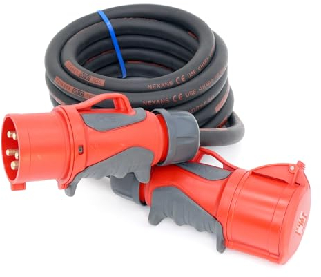 CEE Starkstromkabel (1,5m-50m) 32A Verlängerungskabel Titanex H07RN-F 5x6mm² mit PCE Grip Stecker und Kupplung, Business-Line von Event-Kabel (5 Meter)
