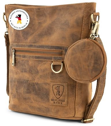 Berliner Bags Schultertasche Siena Vintage aus Leder für Damen - Braun | Große Umhängetasche & Schultertasche Echtleder für Damen, YKK-Reißverschluss & verstellbarer Schulterriemen