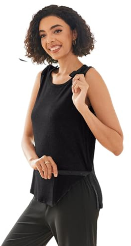 Deyeek Hemd für Damen nach der Schulter, zum Abreißen, Druckknopf, Rotatorenmanschette, Hemd, Mastektomie, Chemo, Port-Zugang, Tank-Tops, Schwarz, Groß