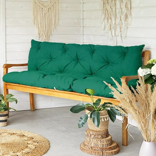 4L Textil Coussin pour Banc de Jardin, balancelle hollywoodienne - Coussin d'assise et de Dossier - Résistant aux intempéries - 120 x 60 x 50 cm - Vert - Résistant aux UV