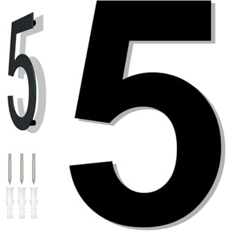 HKFENG Grands numéros de maison flottants en acier inoxydable 304 pour l'extérieur - 20,3 cm - Numéro de porte à visser - Numéro de porte pour l'extérieur - Facile à installer - Noir mat