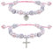 2Pcs Pearl and Rhinestone First Communion Bracelets, Heart Cross Rosary Bead Bracelets, Holy Baptism Gift Charm Bracelets, First Communion Confirmation Pearl Gift for Girls Baby's Christening