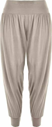 GIFTIDEAZZ Harem Trousers for Women, Ladies & Girls, Plus Sizes - ALI Baba Long Pants for Causal Wearing - Stretchy & Full Length Legging - Made in UK (Ali Baba Stone-L)