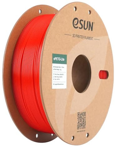 eSUN PETG Filament 1.75mm, hohe Zähigkeit PETG Filament, 1KG Spule (2.2 LBS) 3D-Druck Filament für 3D-Drucker, Einfarbig Rot