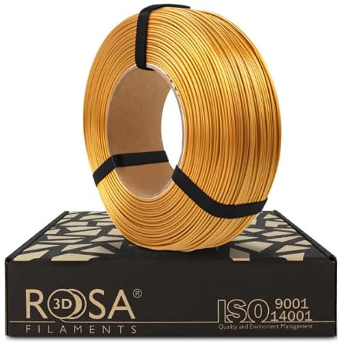 ROSA3D PET-G Standard High Speed Filament 1.75 mm für 3D Drucker | Druckmaterialien Leicht Glänzend PETG 3D Drucker Filament | 3D Printing Materials | Gold Metallisch Refill 1 kg