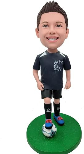 Wackelkopf, ein Junge, der gerne Fußball spielt, generischer Wackelkopf, individuelle personalisierte einzigartige handgefertigte Wackelkopf-Figur, personalisierbar, volle Actionfigur basierend auf