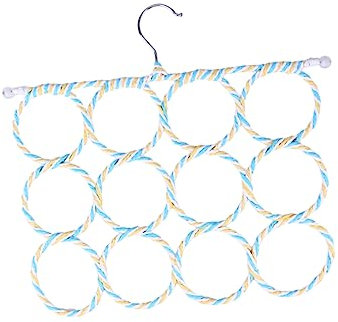 OFFSCH Krawattenhalter Aus Papierrattan Mit 12 Ringen Schalhalter Schrank-Organizer Handtuchhalter
