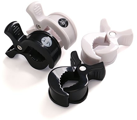 LAT Pinzas Universales para Cochecito, Clip de Mantas para Cochecito, Pinzas para Cochecito y Silla de Coche para Pañales Mantas (Negro*2+Blanco*2)