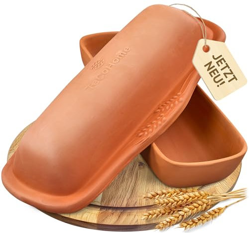 Stampo per pane [tono naturale] con coperchio, pentola per pane e pentola romana, in ceramica, moderno