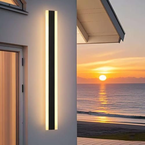 oumanschak Outdoor Wall Lights Mains Powered 120CM 1Pack,30W 3 Colors Modern Outside Decorative Wall Lights,IP65 Waterproof Front Door Lights Sconces Porch Lights for Villa Hallway Garden Garage