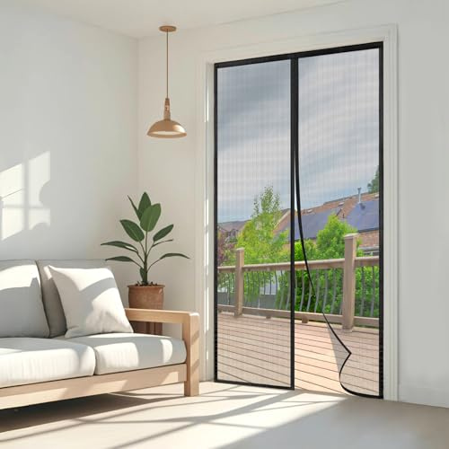 Wzlxcxxy Zanzariera Magnetica 145x235cm | Zanzariera Porta Finestra, Anti-Insetti, Chiusura Automatica – Nero