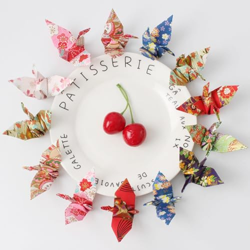 HAOBIN 50 Stück Origami Papierkrane 5.5cm Dekoration Hochzeit Party Kulisse | Regenbogen Origami Kraniche handgefertigt, als Papier Kranschnur nutzbar, für Dekoration von Hochzeit Party Wohnungen