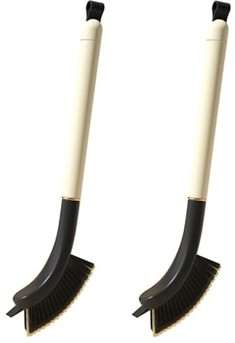 Gatuida 2 Pcs Crevice Cleaning Brush with Long Handle for Window Track and Groove Cleaning Multi-Purpose Bathroom Kitchen Scrub Tool Soft Bristles Non-Scratch Surface