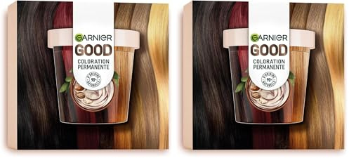 GARNIER GOOD Coloración Permanente Premium Starter Kit, Color Brillante 8 Semanas, 100% Cobertura de Canas, 90% Origen Natural, Sin Amoniaco, Vegano, Cruelty Free, 4.15 Castaño Marrón Glacé