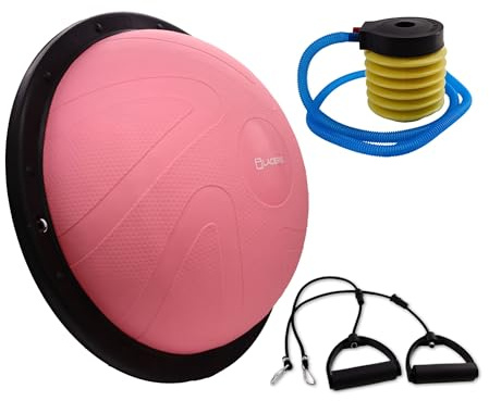 Lacers Petrolline Balance Halbkugel mit Widerstandsbändern und Pumpe - Balanceboard/rutschfester Balloberfläche/Gymnastikball für Yoga, Fitness, Krafttraining & Gleichgewichtstraining (Pink)