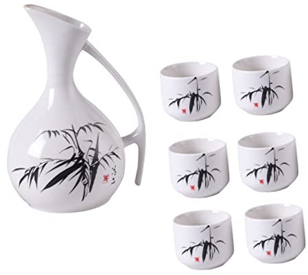 DECHOUS Set Di Tazze Da Sakè Giapponesi Tazze in Ceramica Dispenser Per Sakè Caldo Design Per Uso Quotidiano