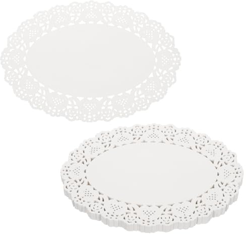 QUARKZMAN 300 Stück Tortenspitzen 18,5x13,5cm Oval, Dekoratives Einweg-Tischset aus Spitzenpapier für Kuchen Desserts Lebensmitteldekoration Hochzeit Geburtstag, Weiß | Tortendeckchen aus Spitzenpapier für Kuchen Desserts Lebensmitteldekoration Hochzeit Geburtstag Weiß