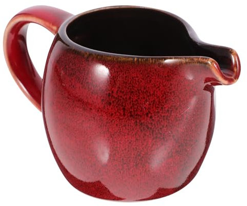 BEBEMOKO Pentola per salse con manico piccola brocca di latte bricco per latte caraffa tazzine caffe porcellana brocca per la crema di caffè dispenser per sciroppo di caffè ceramica rosso
