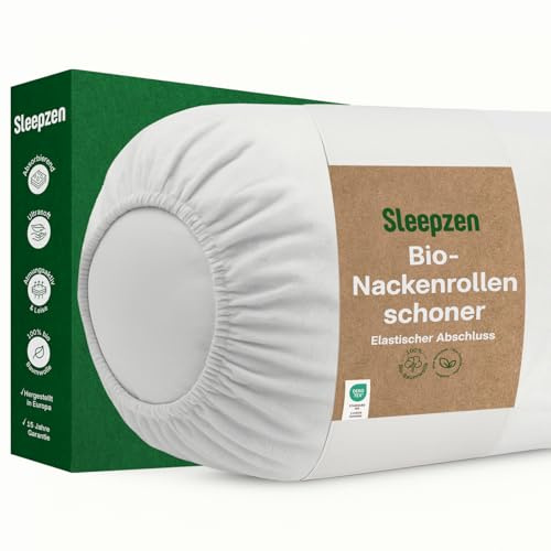SLEEPZEN Nackenrollen-Schoner 90 cm – 100% Bio-Baumwoll-Molton – Saugfähiger Bezug & Schoner – Atmungsaktiv, Leise & Hypoallergen – Hergestellt in Portugal – Oeko-Tex Zertifiziert