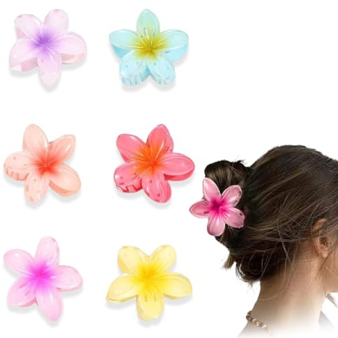 GGUFAY 6 Piezas Clips de Garras de Flores,4cm Pinza Pelo Flor, Plástico Antideslizantes Pinzas Pelo Mujer, Pelo para Mujeres Niñas Diario Fiesta Boda Playa Viajes