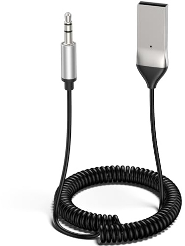 Tobfit USB Aux Bluetooth Adapter Auto Bluetooth 5.3 Jack 3.5mm Aux Empfänger Klinke für Freisprechanruf und Wireless Musik für Auto mit USB Anschluss, Lautsprecher, Verstärker