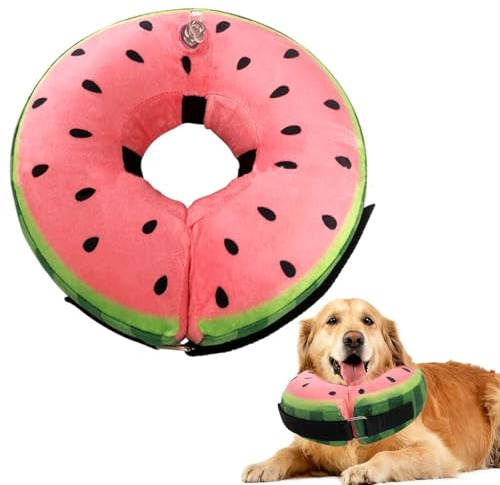 Halskrause Hund Aufblasbar, Elisabethanischer Kragen Haustier, Hundekragen Leckschutz für Genesung Nach Operationen, Schutzkragen Verstellbar für Große Hunde, Halsumfang 30 bis 46cm
