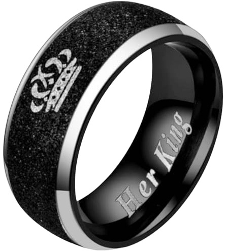 Bague de couple en acier titane avec couronne royale - Bijoux assortis pour couple - Cadeau pour elle ou lui, 11