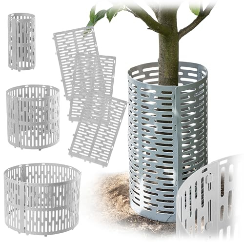 KADAX Baumstammschutz 20 x 33 cm, 6er Set, Verbissschutz aus Kunststoff für Bäume, Baumschutz gegen Wildverbiss, Stammschutz für Obstbäume, Baumschutzhülle (Grau)