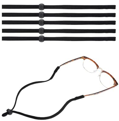 5PCS Brillenband Damen,Brillenkette Damen,Verstellbare Brillenkette,Sonnenbrille Band Herren,Rutschfeste Ohrbügelabdeckung,Gute Schweißabsorption Für Männer Und Frauen Für Outdoor-Sportarten (Schwarz)
