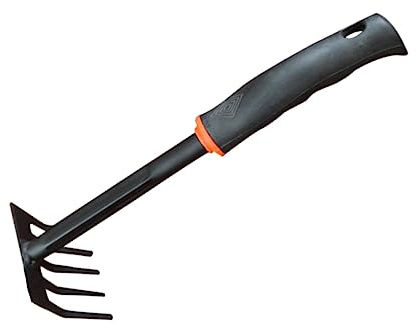 TOYANDONA Mini Râteau de Jardin Dents Acier avec Manche Court Outil de Cultivation pour Réduits et Aération Rapide