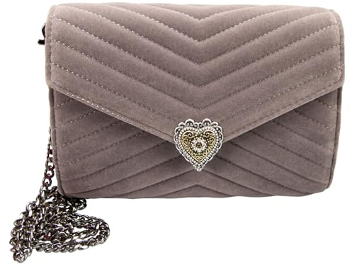 Alpenflüstern Trachtentasche Samtclutch Trachtenherz - Damen Handtasche, Schultertasche fürs Dirndl, Tasche zur Tracht, Dirndltasche mit Metallelemente (in traditionellen Farben) DTA107