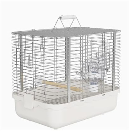 Bequem Papageienkäfig aus Edelstahl for Herausnehmen, horizontal, großer Raum, tragbarer Käfig, Vogelkäfig, Transportkäfig Praktisch(Weiß)