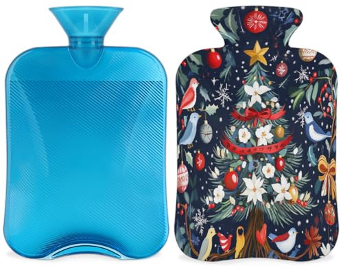 Borsa dell'acqua calda con coperchio, 2 l, per alleviare il dolore, collo morbido e spalle, mani e piedi, impacco caldo e freddo per adulti e bambini