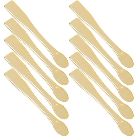Generic 10 piezas Cucharas para Crema Facial Abs Doradas Aplicador Cosmético Duradero para Cuidado de Piel para Muestreo y Reparto de Cremas Regalo para Mujer