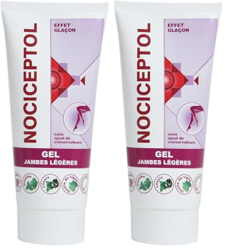 NOCICEPTOL® - Gel Jambes Légères - Gel Rafraîchissant - Huile Essentielle De Menthe Poivrée, Menthol, Cassis, Vigne Rouge - 90ml (Lot de 2)