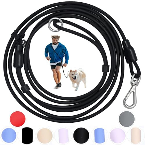 Tiesenci 9-in-1 Hands Free Dog Leash Black Small Dogs | Adjustable, waterproof no-pull dog collar/harness/leash set, heavy duty, slip lead