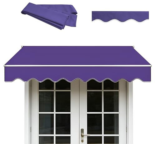 ZIHQRgE Tessuto Viola di Ricambio per Tende da Sole Canopy Impermeabile per Protezione Esterna con Pieghe Laterali per Terrazzo, Balcone, Patio(400x200cm/13x6.5ft)