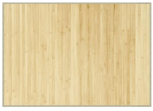QJBSAVVA Tappeto in bambù, 70 x 100 cm, colore naturale chiaro, moderno, rettangolare, in bambù, con fondo antiscivolo, resistente, per soggiorno, corridoio e cucina