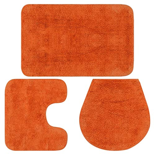 vidaXL Badematten-Set 3-TLG. Stoff Orange