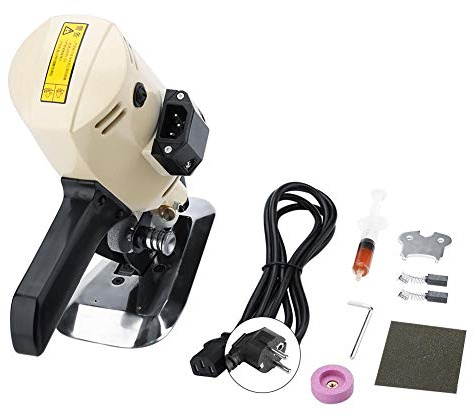 Ginyia Rundmesser-Schneidemaschine, EU-Stecker 220V Elektrischer Stoffschneider TY-100, Geräuscharmes, schnelles Schneiden für Heimtextilien, Baumwolltuch, Leder(EU-Stecker)