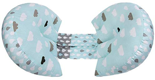 SimidunEUR Almohada de Embarazo Lateral para Dormir, Almohada multifunción en Forma de U para Mujeres Embarazadas, Almohada de Maternidad,Azul Blanco