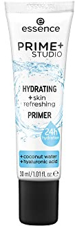 Essence Prime + Studio Hydrating + Skin Refreshing Primer, Foundation with Hyaluronic + Aloe Vera, White, Refreshing, Primer, Skin-Smoothing, Natural, Vegan, Alcohol Free (30 ml)