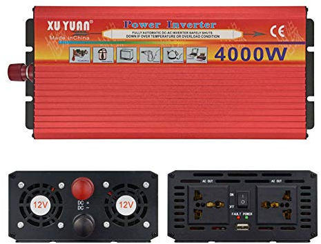 4000W Convertisseur Onduleur 12V à 220V Transformateur avec 2 AC Sorties pour Petit Réfrigérateur De Bateau De Camion De RV, Four Micro Onde-24V