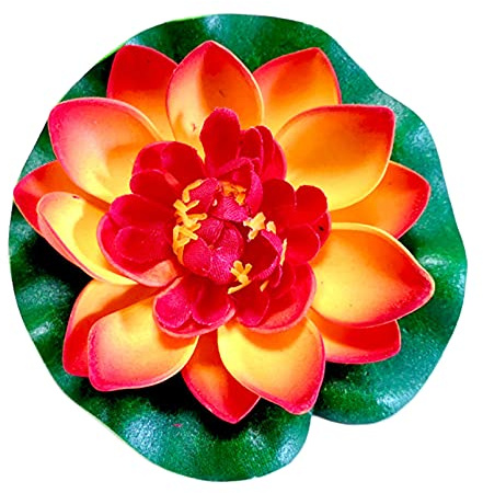Anawakia 5 Stück Künstliche Pflanzen Teichpflanzen Lotus künstliche lotusblüte Lotusblatt Seerose künstliche Blumen Wasserlilie Schwimmend Lotusblüte Simulation Seerose 10 cm (Orange)