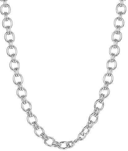 Happiness Boutique Damen Ankerkette Statement Chunky Chain Rundankerkette aus Edelstahl in Silberfarbe