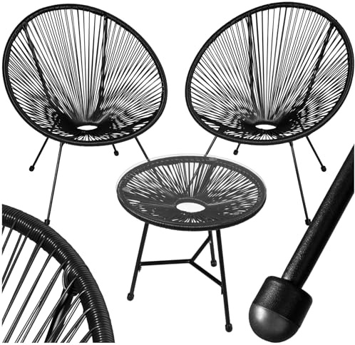 tectake® Ensemble Table et Chaises Acapulco Salon de Jardin Exterieur Table de Bistrot Bar, Structure en Acier lâqué époxy, Mobilier de Jardin Amenagement Balcon Terrasse