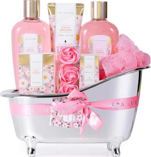 Gift Sets for Women-Spa Luxetique Spa Gift Set, 8pcs Daisy Pamper Bath Set, Bath Gift Sets, Birthday Gifts with Essential Oil, Body Lotion, Bath Bombs, Mothers Day Gifts, Valentines Gifts for Her
