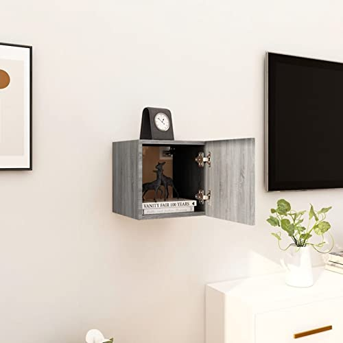ShGaxin Meuble TV mural, meuble de salon, petit meuble, table d'appoint, table de télévision, gris sonoma 30,5 x 30 x 30 cm