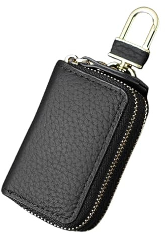 Nuyhgtr Custodia protettiva in pelle per chiavi auto, multifunzionale, nero, unisex