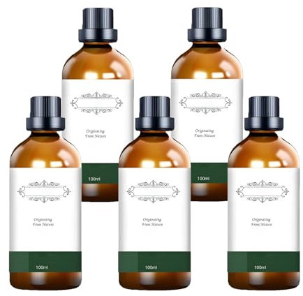 CHDGSJ 100% reines ätherisches Jasminöl, 5 Stück Jasmin-Parfümöl für Diffusoren, Aromatherapie, Haut- und Haarpflege, Massage, Seifen- und Kerzenherstellungsset, organisches Duftöl(100ml(3.38oz))